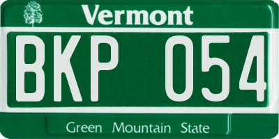 VT license plate BKP054