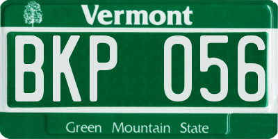 VT license plate BKP056
