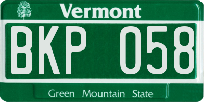 VT license plate BKP058