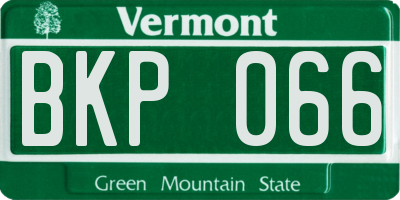 VT license plate BKP066