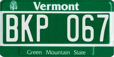 VT license plate BKP067