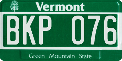 VT license plate BKP076