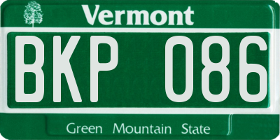 VT license plate BKP086