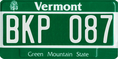 VT license plate BKP087