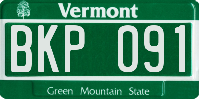 VT license plate BKP091