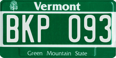 VT license plate BKP093