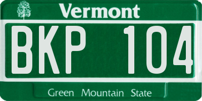 VT license plate BKP104
