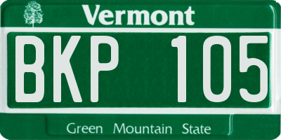 VT license plate BKP105