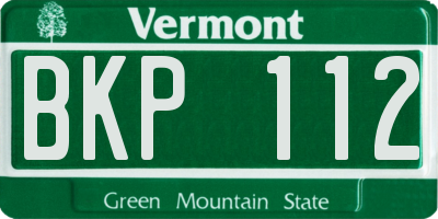 VT license plate BKP112