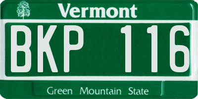VT license plate BKP116