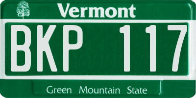 VT license plate BKP117