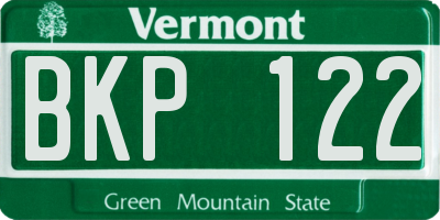 VT license plate BKP122