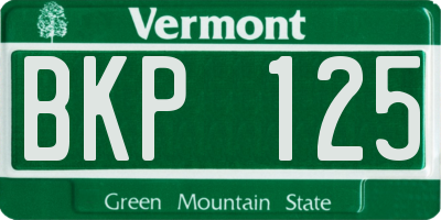VT license plate BKP125