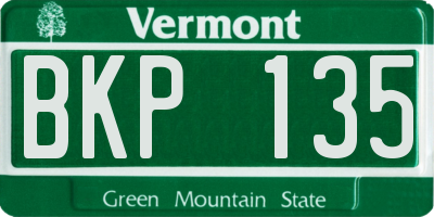 VT license plate BKP135