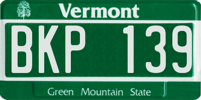 VT license plate BKP139