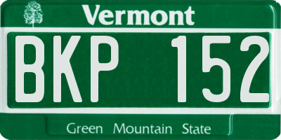 VT license plate BKP152