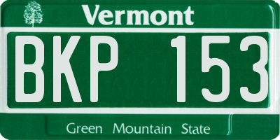 VT license plate BKP153
