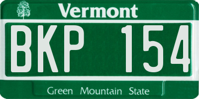 VT license plate BKP154