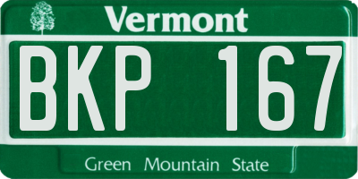 VT license plate BKP167