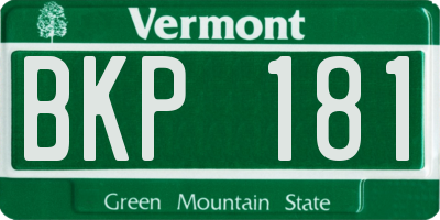 VT license plate BKP181