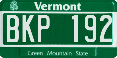 VT license plate BKP192