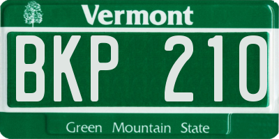 VT license plate BKP210