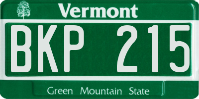 VT license plate BKP215