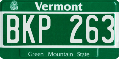 VT license plate BKP263