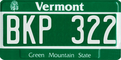 VT license plate BKP322