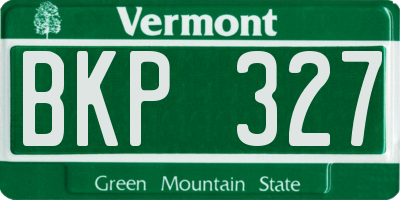 VT license plate BKP327