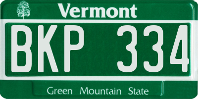 VT license plate BKP334