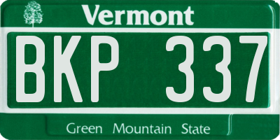 VT license plate BKP337