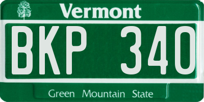 VT license plate BKP340