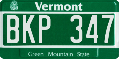 VT license plate BKP347