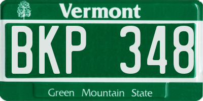 VT license plate BKP348