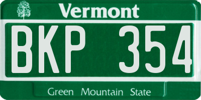 VT license plate BKP354