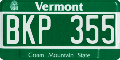 VT license plate BKP355