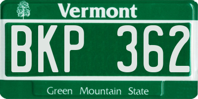 VT license plate BKP362