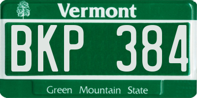 VT license plate BKP384
