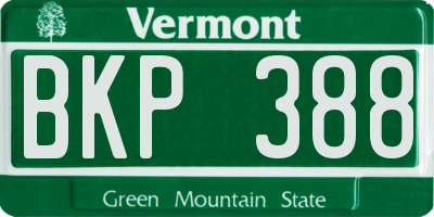 VT license plate BKP388
