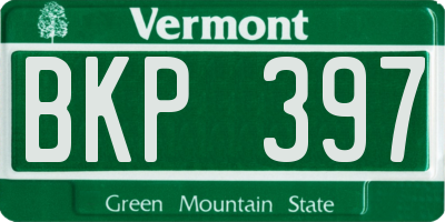 VT license plate BKP397