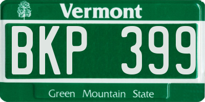 VT license plate BKP399