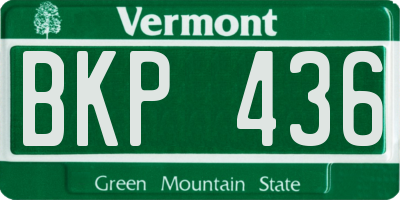 VT license plate BKP436