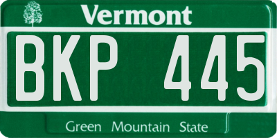VT license plate BKP445