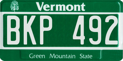 VT license plate BKP492