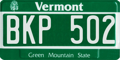 VT license plate BKP502