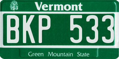 VT license plate BKP533