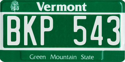 VT license plate BKP543