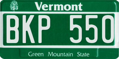 VT license plate BKP550