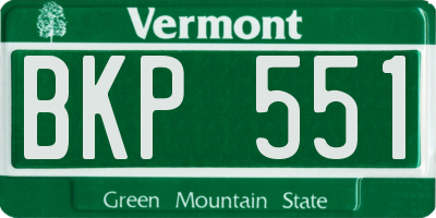VT license plate BKP551